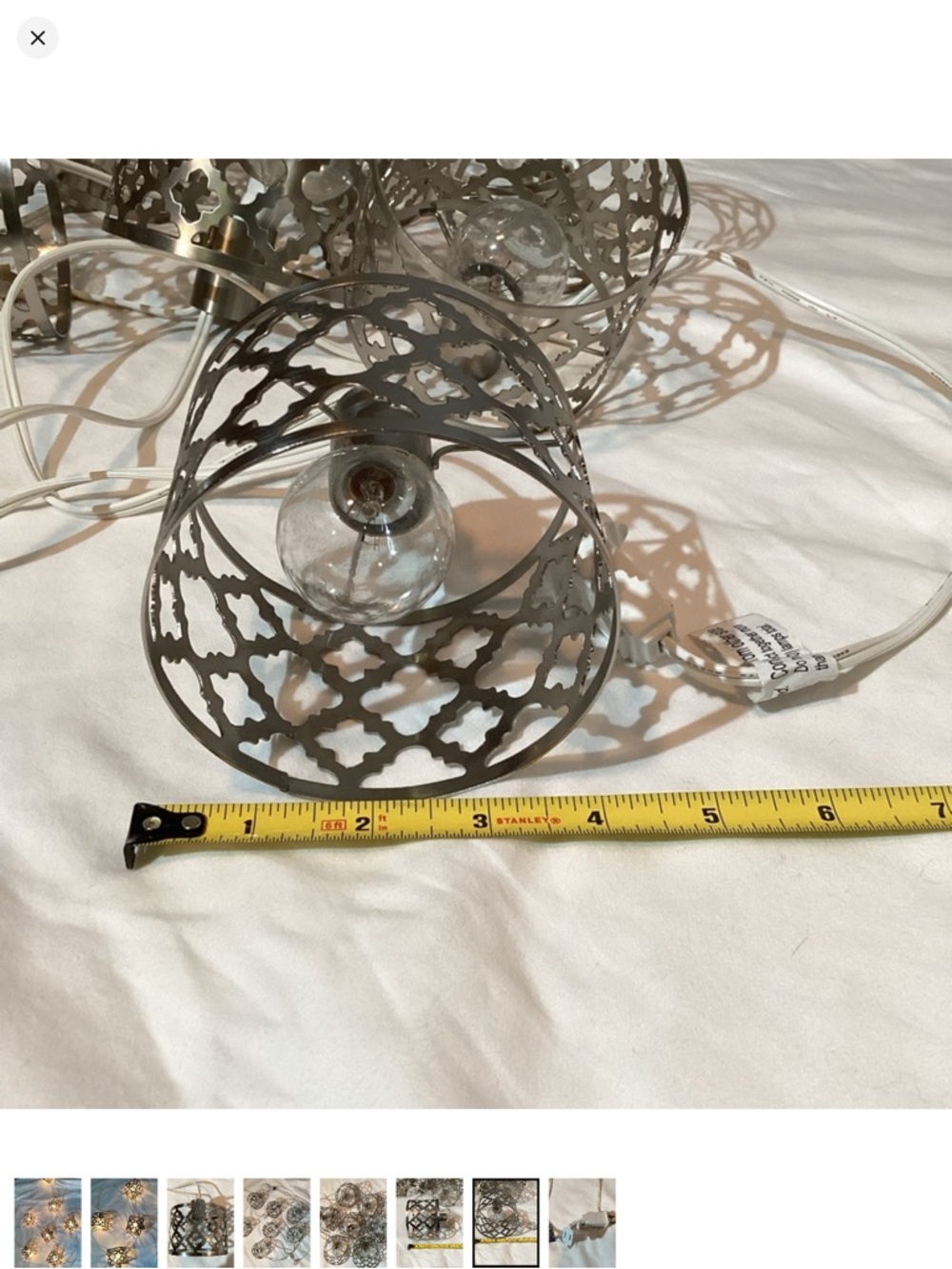 Lantern String Lights , 7 Silver metal decorative lanterns, indoor use - Picture 7 of 8